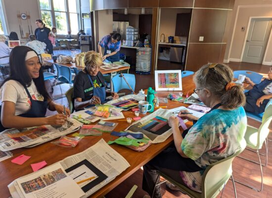 group-newspaper-painting-activity