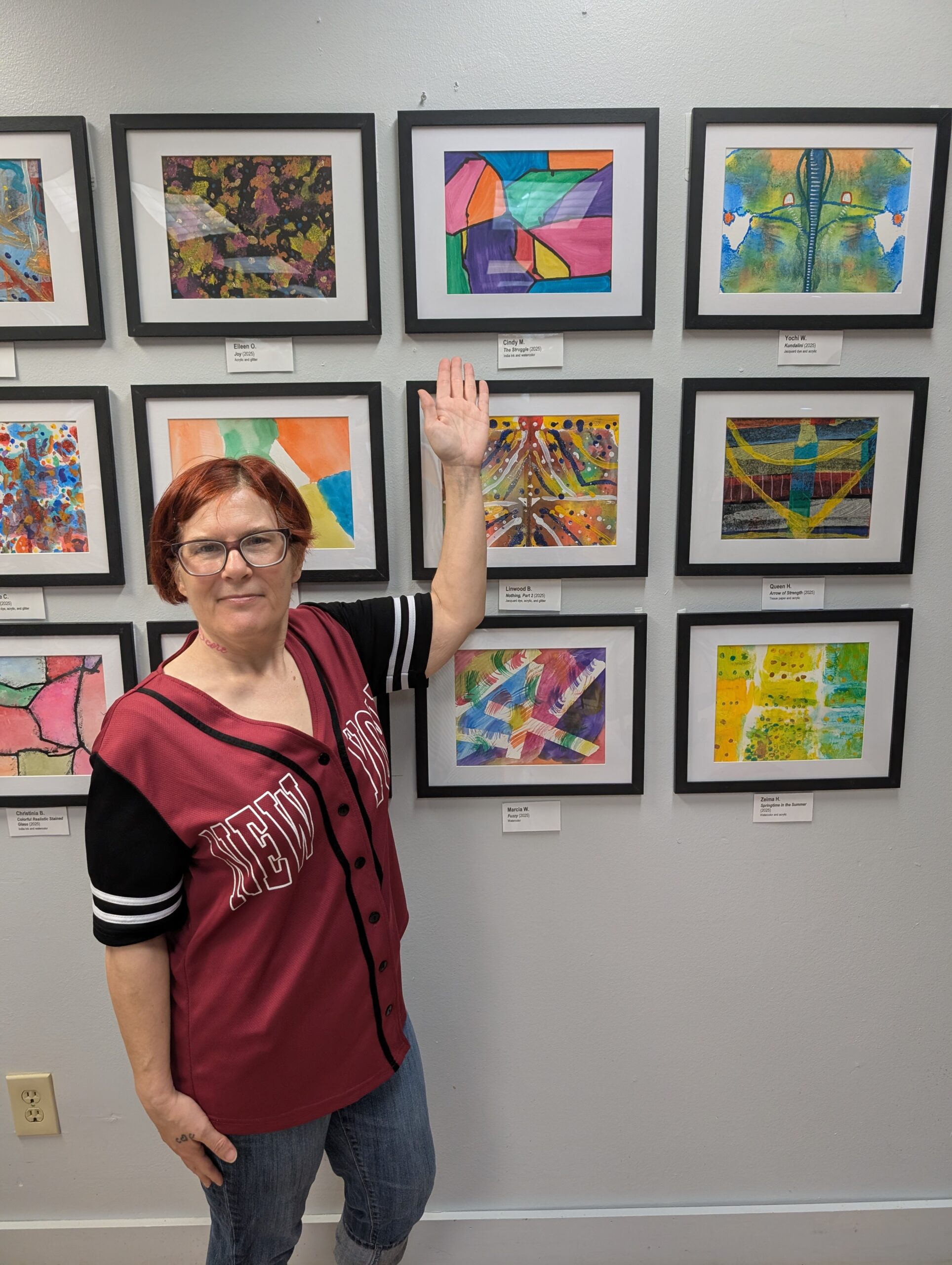 Participant showing the assortment of art at the art gallery.