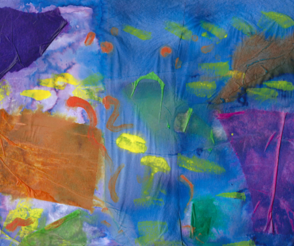 Artistic interpretation of an underwater coral reef.